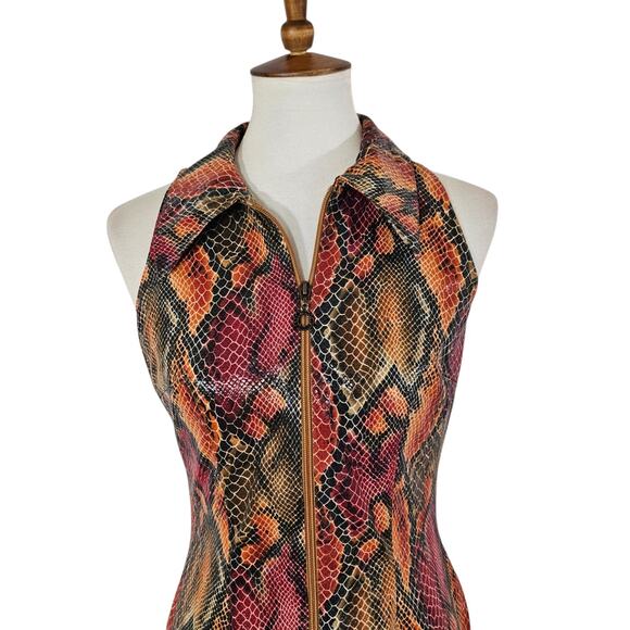 Cache Vintage Snake Print Zip Bodycon Dress - Picture 6 of 12